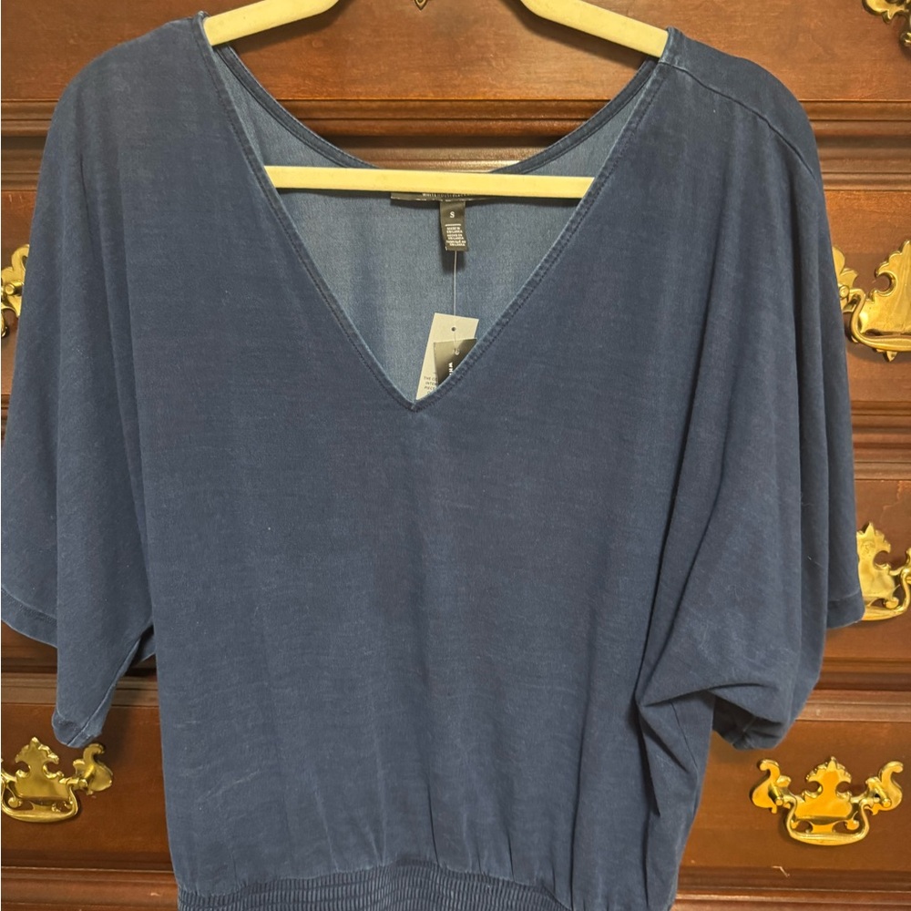 Women's Blue V-Neck Top White House black market nwt